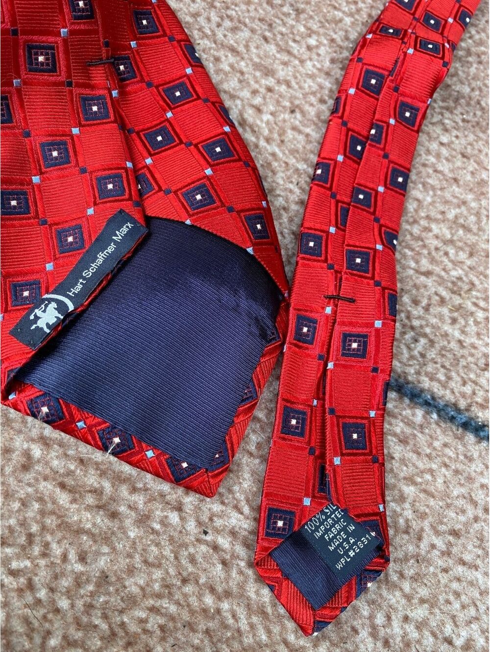 Hart Schaffner Marx 100% silk tie patriotic red white and blue made in America